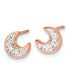 ფოტო #2 პროდუქტის Stainless Steel Polished Rose plated Crystal Half Moon Earrings