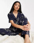 Фото #2 товара ASOS DESIGN modal horoscope shirt & trouser pyjama set in navy