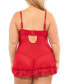 Фото #2 товара Plus Size Soft Cup Babydoll & G-String 2pc Lingerie Set