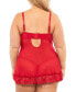 ფოტო #2 პროდუქტის Plus Size Soft Cup Babydoll & G-String 2pc Lingerie Set