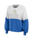ფოტო #2 პროდუქტის Women's White, Powder Blue Los Angeles Chargers Lighweight Modest Crop Color-Block Pullover Sweater