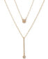 Round Crystal Two-Row Bar Pendant Necklace, 16" + 3" extender