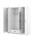 4-Door Mirror Wardrobe with shelves, White