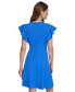 Women's Flutter-Sleeve Seamed Fit & Flare Dress