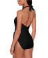 Lauren Ralph Lauren Womens Side-Tie Tummy-Control One-Piece Swimsuit (Black, 10)