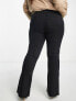 Pieces Curve Peggy high waisted flare jeans in black