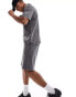 ADPT oversized sweat short co-ord in washed grey