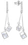 Playful silver earrings with cubes E0002326