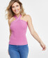 ფოტო #1 პროდუქტის Women's Halter-Neck Sleeveless Sweater Top, Created for Macy's