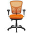 Mid-Back Orange Mesh Multifunction Executive Swivel Chair With Adjustable Arms
