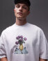 TOPMAN X ASHMOLEAN extreme oversized fit t-shirt with floral print patch in white