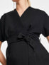 Фото #2 товара Closet London Maternity kimono wrap midi dress in black