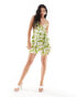 ASOS DESIGN frill detail cut out cami in dress in green zebra print Зебра, 40 - фото #4