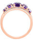 ფოტო #3 პროდუქტის EFFY® Amethyst (2 ct. t.w.) & Diamond (1/5 ct. t.w.) Oval Five Stone Ring in 14k Rose Gold