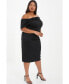 ფოტო #2 პროდუქტის Plus Size Bow Detail Bardot Midi Dress