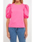 ფოტო #1 პროდუქტის Women's Poplin Puffed Sleeve Top