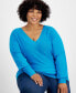 Фото #2 товара Plus Size V-Neck Dolman-Sleeve Top, Created for Macy's