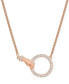 ფოტო #1 პროდუქტის Rose Gold-Tone Crystal Hand & Ring Choker Necklace, 11-7/8" + 3" extender
