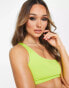 Monki one shouldered bikini top in lime green