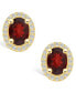 ფოტო #3 პროდუქტის Garnet (3 ct. t.w.) and Diamond (3/8 ct. t.w.) Halo Stud Earrings in 14K Yellow Gold
