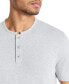 Фото #2 товара Men's 4-Way Stretch Heathered Stand-Collar Piqué Henley