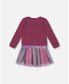 ფოტო #3 პროდუქტის Big Girls Bi-Material Dress With Tulle Skirt Burgundy