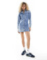 Фото #1 товара Kyo The Brand mini denim shirt dress in blue bleach wash