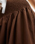 Фото #3 товара ASOS DESIGN poplin shirred waist maxi skirt in brown