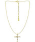 Cubic Zirconia Baguette & Round Cross Pendant Necklace, 16" + 2" extender, Created for Macy's