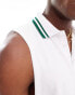 ASOS DESIGN relaxed vest with polo neck in white towelling Белый, S - Chest 38 - фото #3