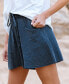 Women's Blue Flared Crinkle Shorts