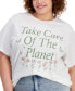 ფოტო #3 პროდუქტის Trendy Plus Size Take Care of the Planet Graphic T-Shirt