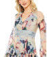 Фото #2 товара Women's Floral Puff Sleeve Dress With Embroidered Waist