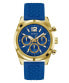 Фото #1 товара Guess Herren Armbanduhr RESISTANCE Multifunktion blau, gold 44 mm GW0729G1