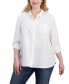 Plus Size Cotton Striped Utility Shirt