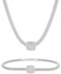 Cubic Zirconia Square Charm Mesh Link Pendant Necklace in Sterling Silver, 18" + 2" extender