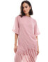 Фото #3 товара ASOS DESIGN slash neck gathered asym midi dress in rose pink