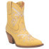 Фото #2 товара Dingo Primrose Embroidered Floral Snip Toe Cowboy Booties Womens Yellow Casual B