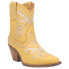 Dingo Primrose Embroidered Floral Snip Toe Cowboy Booties Womens Yellow Casual B