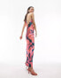 Фото #4 товара Topshop halter neck maxi dress in pink inky print