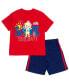 Baby Boys JJ Cody T-Shirt and Mesh Shorts Outfit Set to Красно-синий, 2 года - фото #1