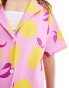 ASOS DESIGN oversized shirt co-ord in pink lemon print