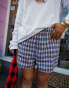 Labelrail x Laura Elizabeth Klein check detail boxer shorts in blue