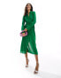 Фото #1 товара Mango wrap satin dress in green