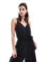 Фото #1 товара Monki drapey wide leg cami jumpsuit with wrap front in black