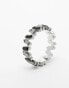 ASOS DESIGN ring with black and silver crystal baguette design