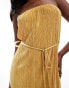 River Island plisse bandeau maxi dress in gold