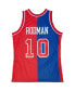 Фото #3 товара Men's Dennis Rodman Blue, Red Detroit Pistons Hardwood Classics 1988-89 Split Swingman Jersey