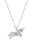 Фото #1 товара Macy's crystal Unicorn Pendant 16+2" Extender Chain In Silver Plated