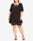 Plus Size Knotted Cage Short Sleeve Tunic Top
